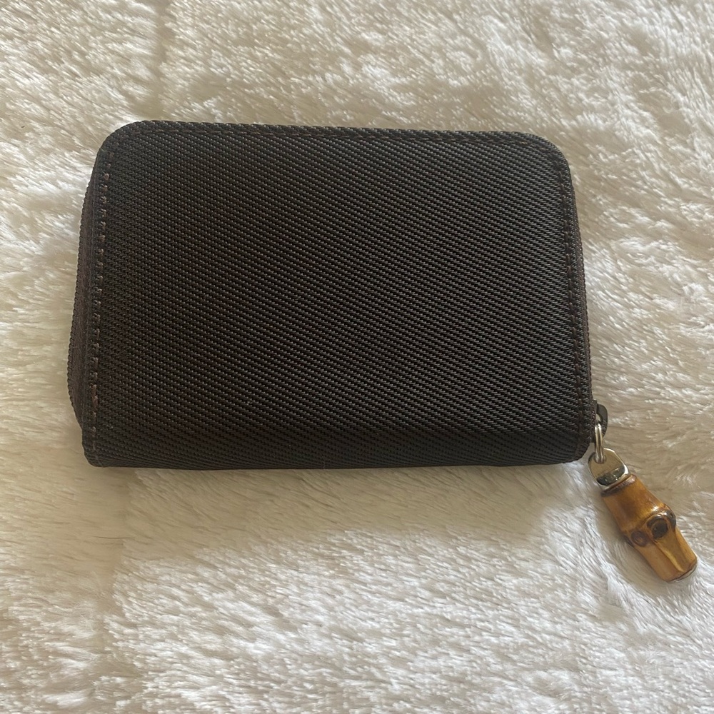 Gucci Canvas Card Wallet Bamboo Excellent Condition